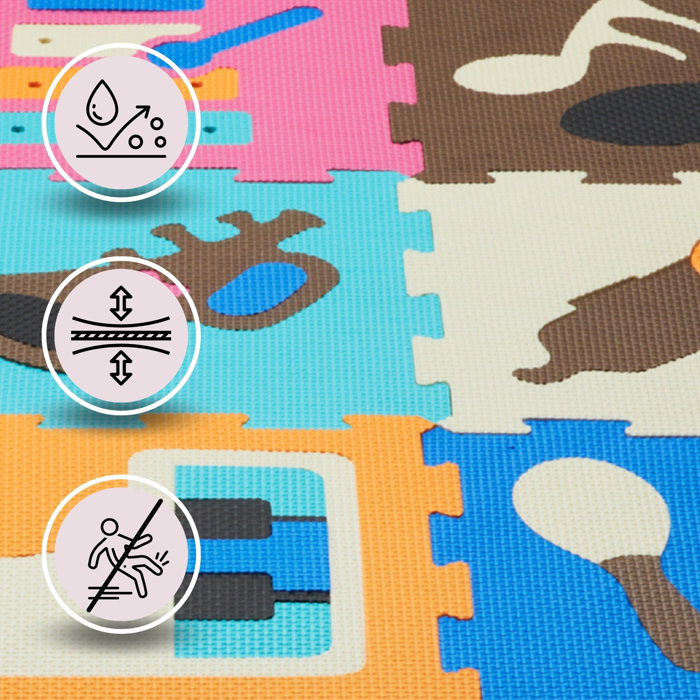 Covoraș puzzle educațional din spumă 90 x 90 x 1cm - spumă EVA - design: instrumente