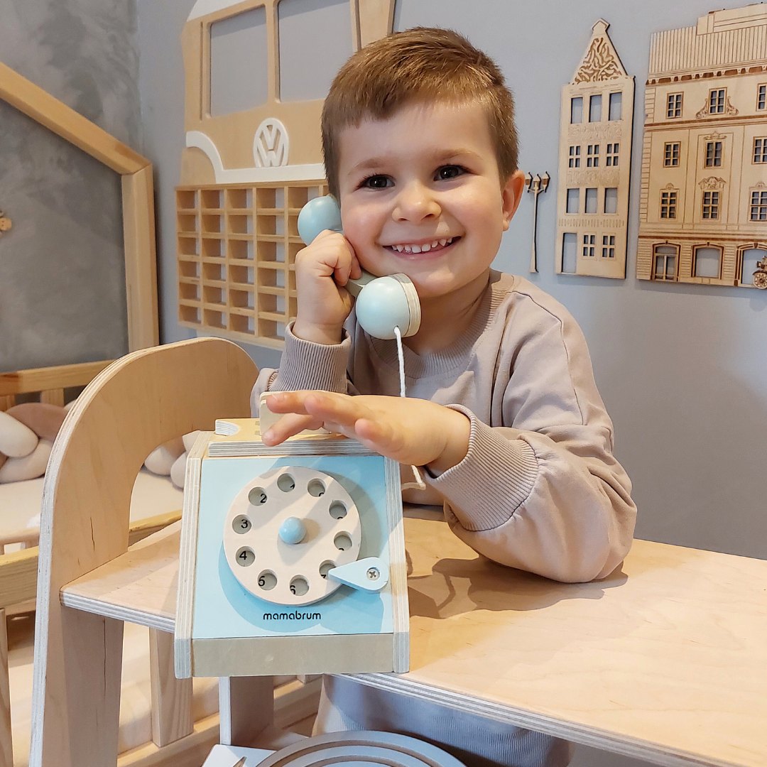 Telefon retro din lemn - mentă