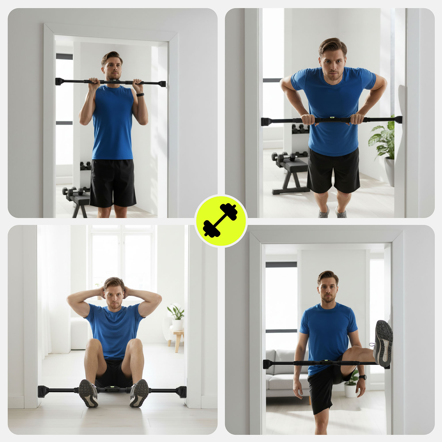 Bară de tracțiuni reglabilă HyperMotion 74-100 cm, 200 kg, Negru