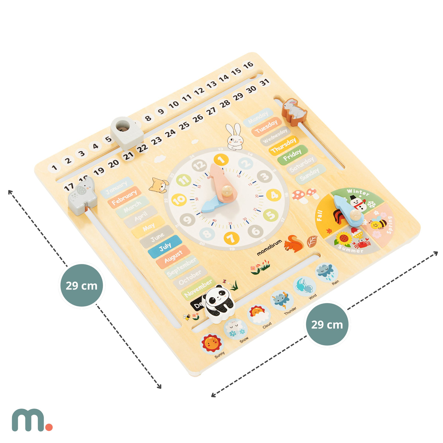 Calendar din lemn pentru copii 6in1