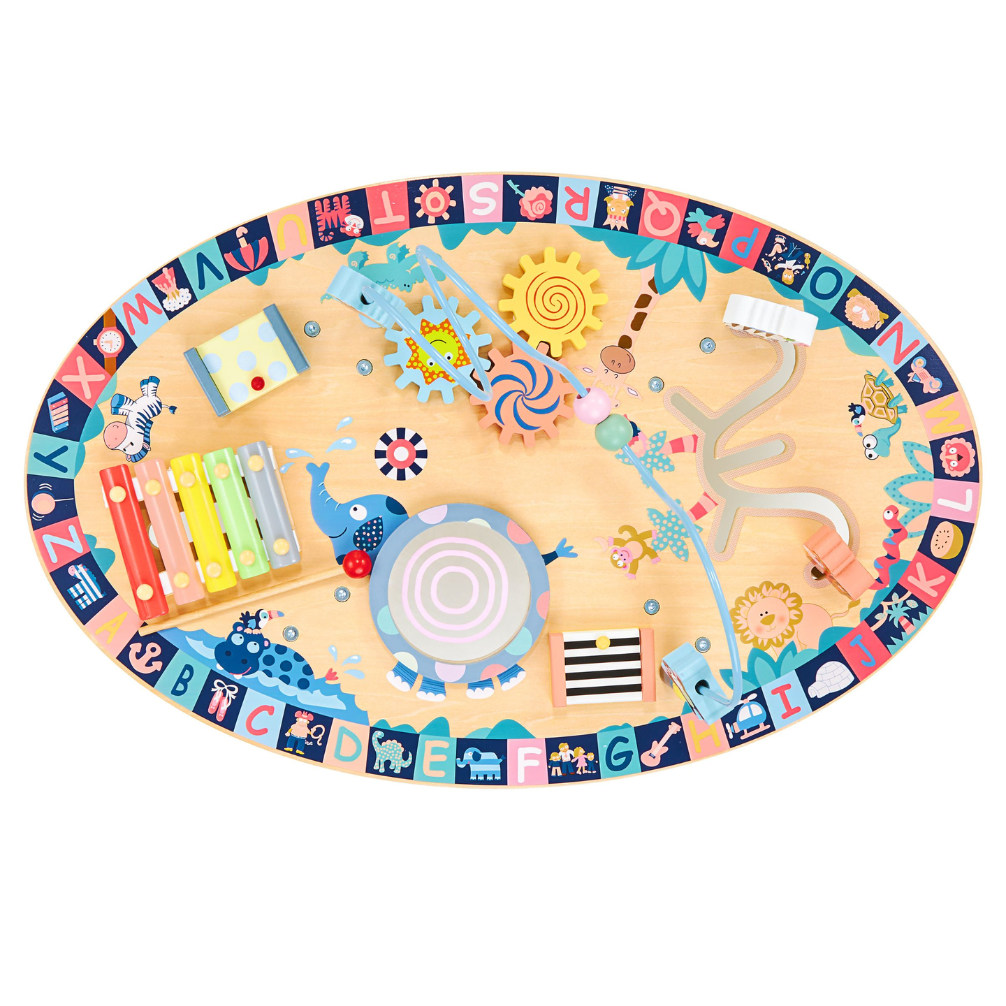 Masă educațională din lemn 7in1, muzicală, senzorială