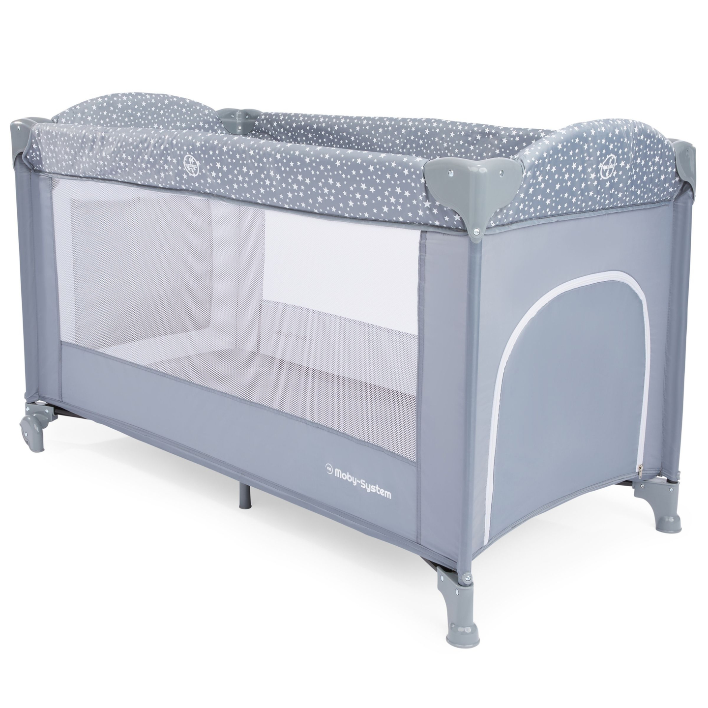 Patut de voiaj / tarc 2 nivele cu masa de infasat, acoperis si saltea Happy Traveler BASIC PLUS - gri