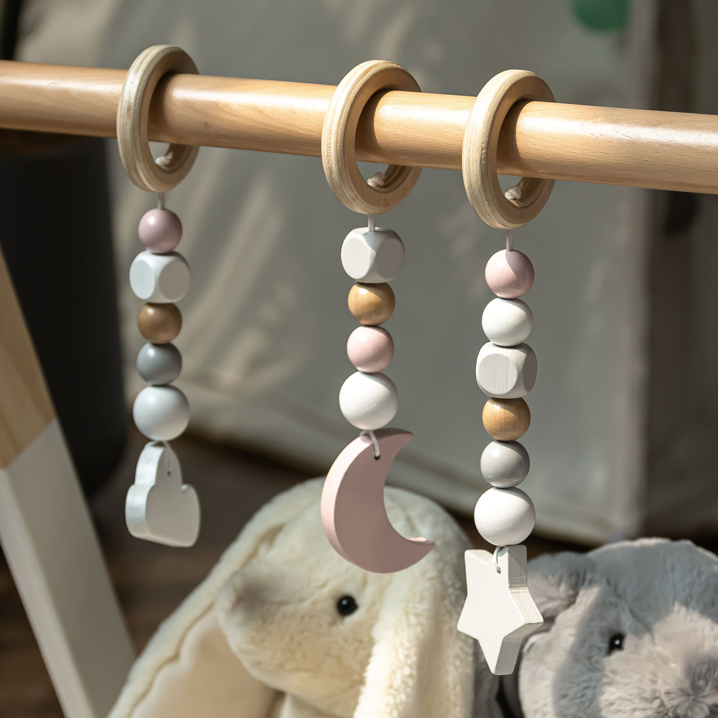 Suport educațional din lemn Baby Gym - culoare albă