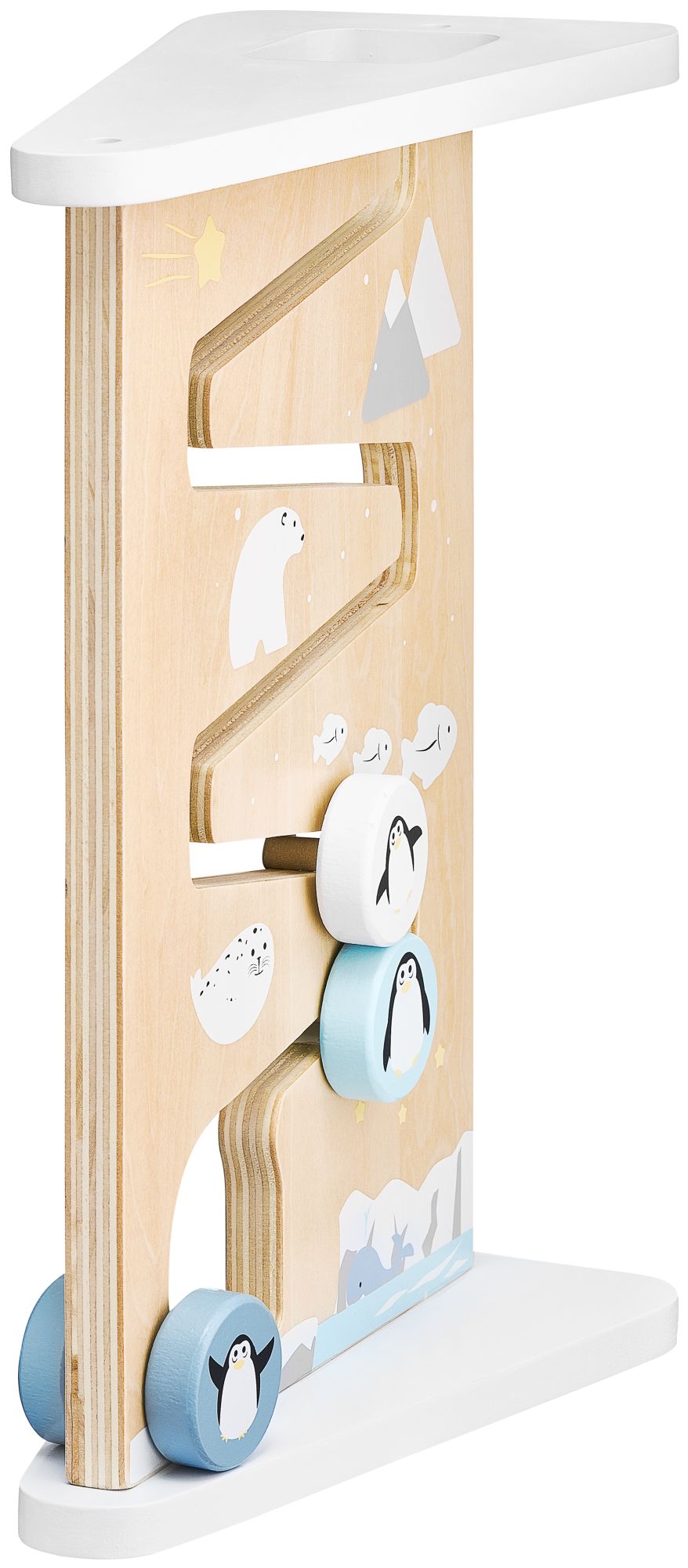 Tablă de manipulare senzorială din lemn cu două fețe