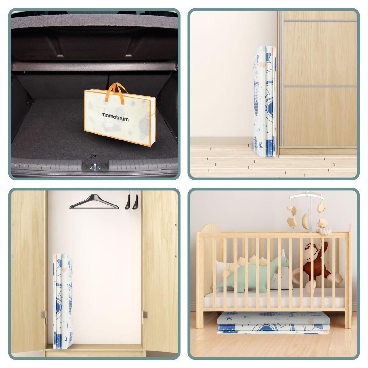 Covoraș din spumă pliabil pe două fețe 180 x 120 x 1cm - Cosmos/triunghiuri geometrice