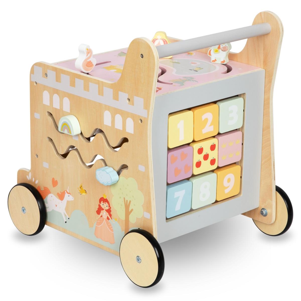 Mers 2 în 1 din lemn cu funcție de cub educațional, natural