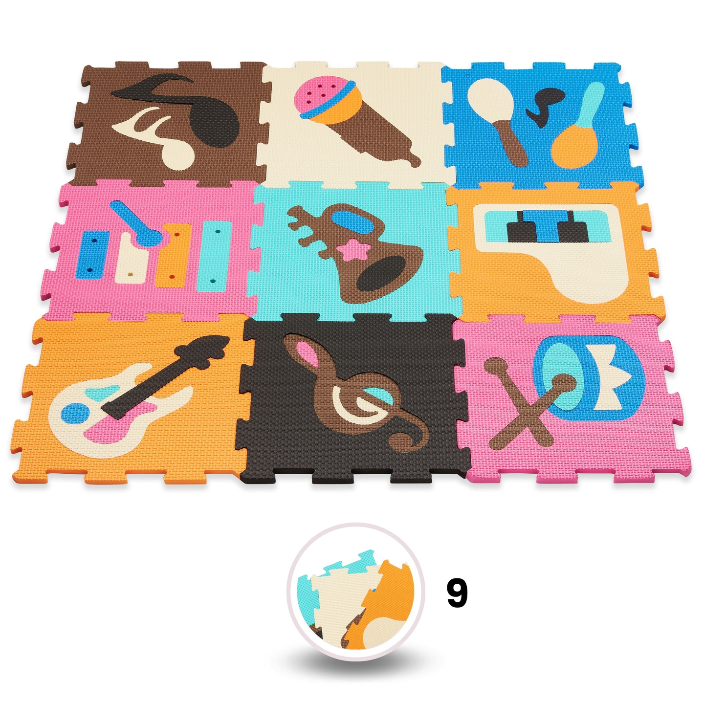 Covoraș puzzle educațional din spumă 90 x 90 x 1cm - spumă EVA - design: instrumente