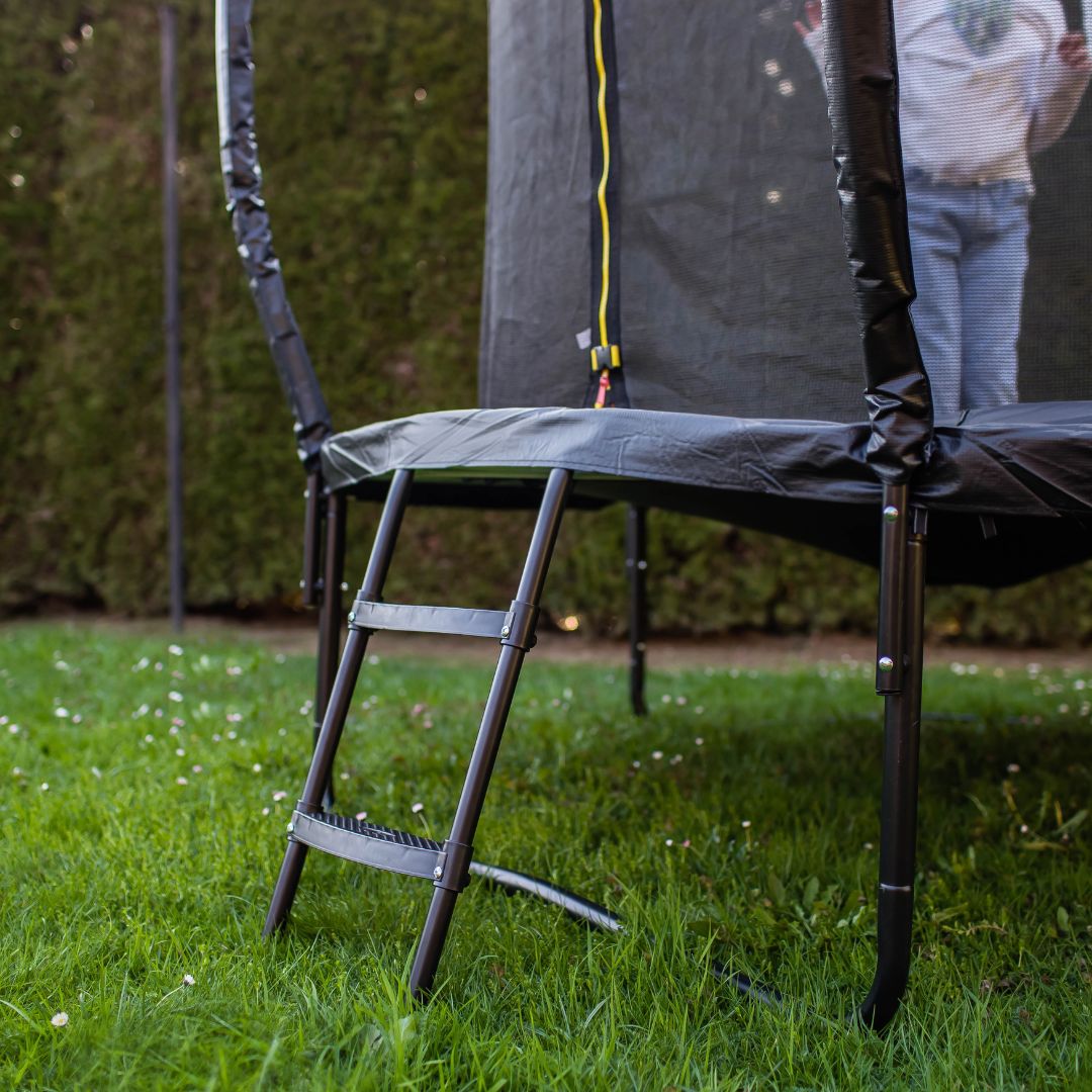 Trambulina de gradina pentru copii HyperMotion - 244 cm 8FT - cu scara si plasa interioara - pentru casa si gradina