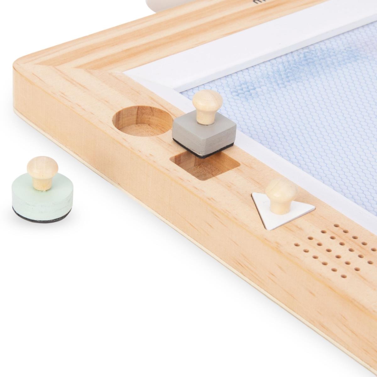 Album de însemnări din lemn cu ștampile - planșă de desen