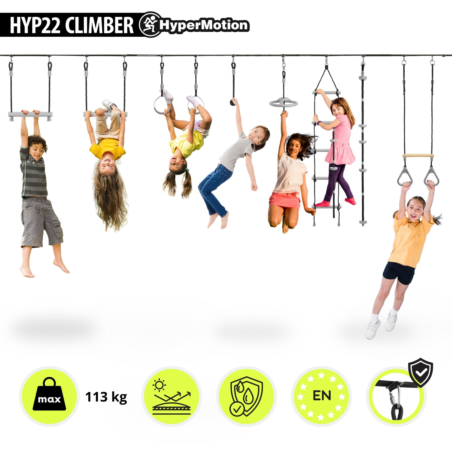 Cursă cu obstacole Ninja pentru copii - HyperMotion slackline set - 9 obstacole