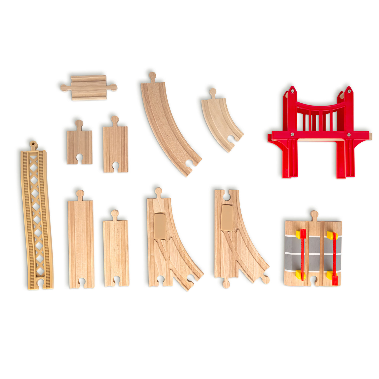 Cale ferată urbană din lemn cu tren electric - macara în mișcare, navă, poduri