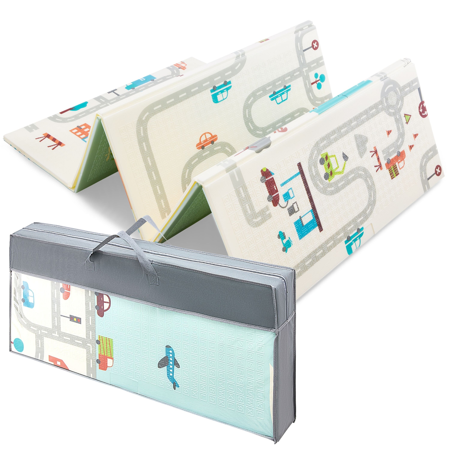 Covoraș din spumă cu două fețe XXL - pliabil 1 CM (munte și drum)