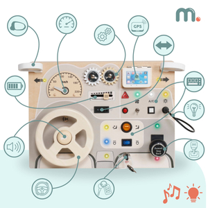 Tablă de joc Montessori din lemn pentru copii mici - bordul mașinii