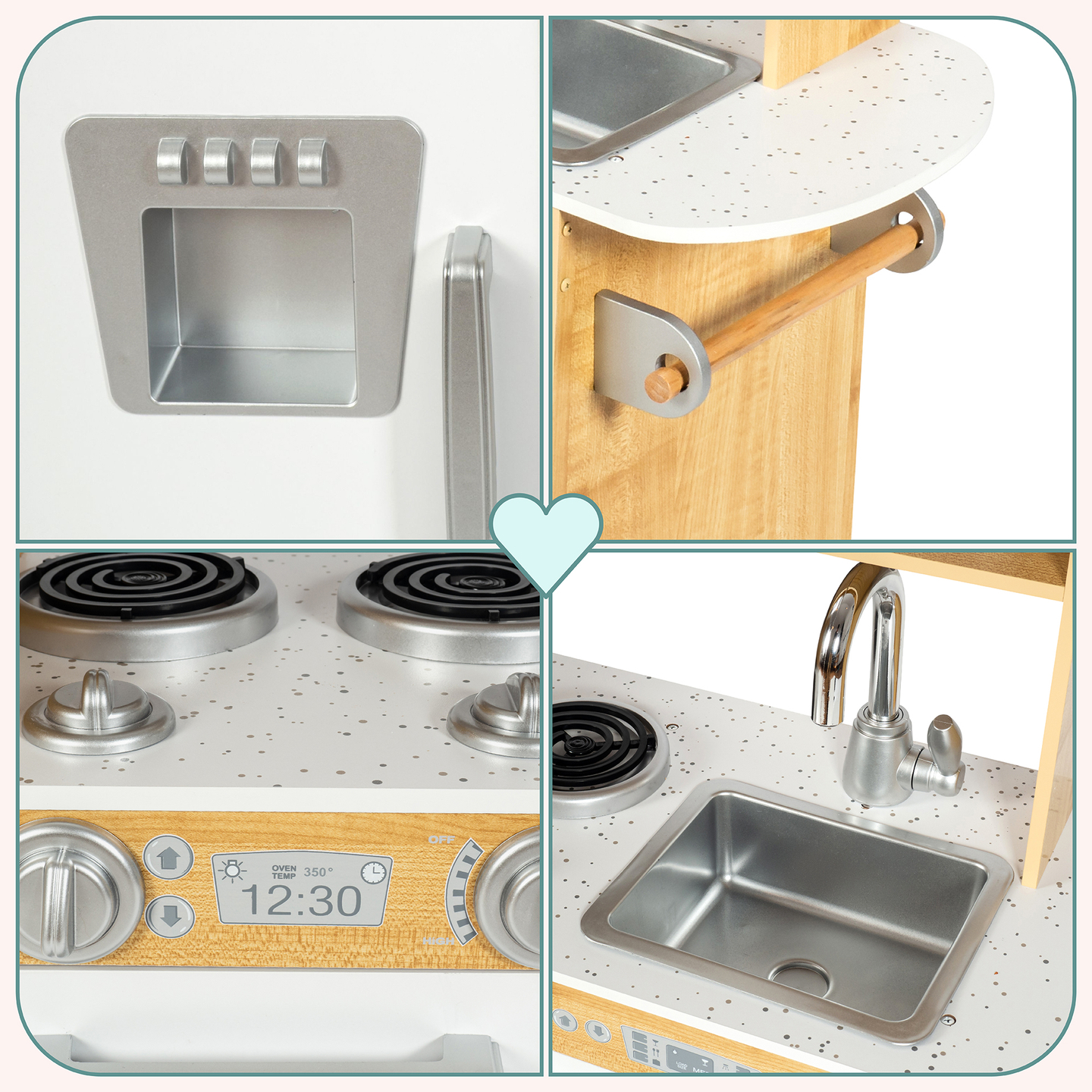 Bucătărie XXL din lemn cu iluminare LED, șorț și accesorii