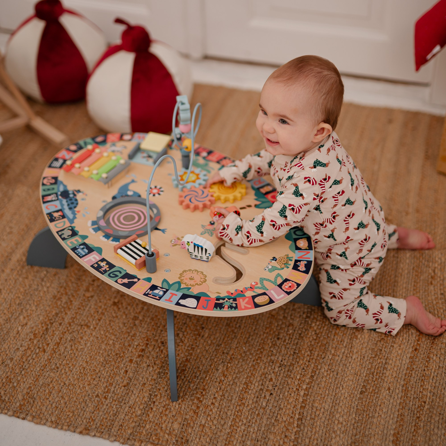 Masă educațională din lemn 7in1, muzicală, senzorială