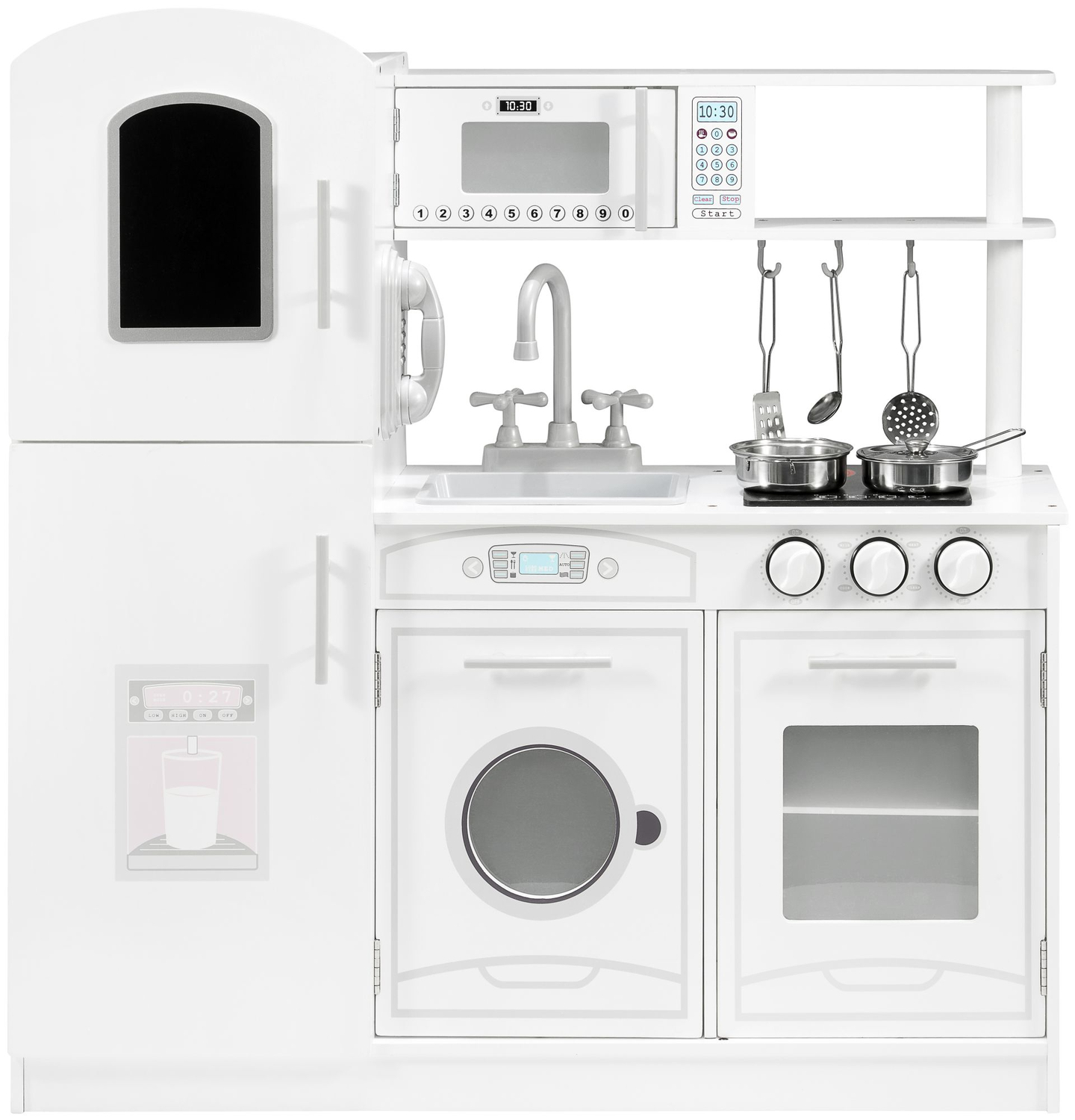 Accesorii de bucătărie mari din lemn alb și șorț