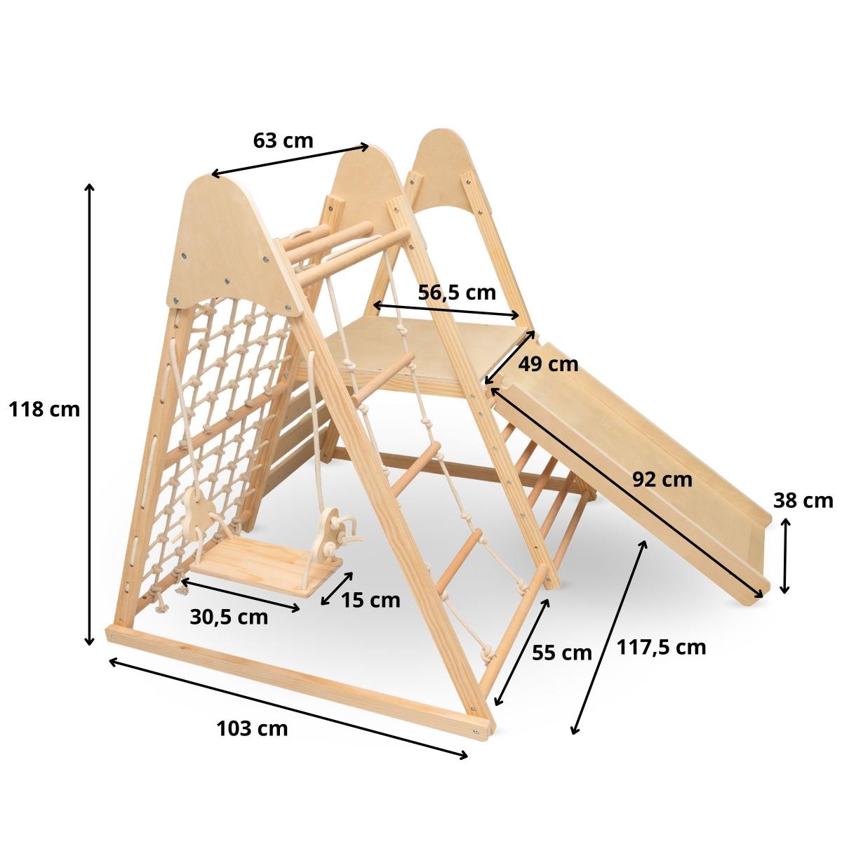 Loc de joacă din lemn XL 5in1