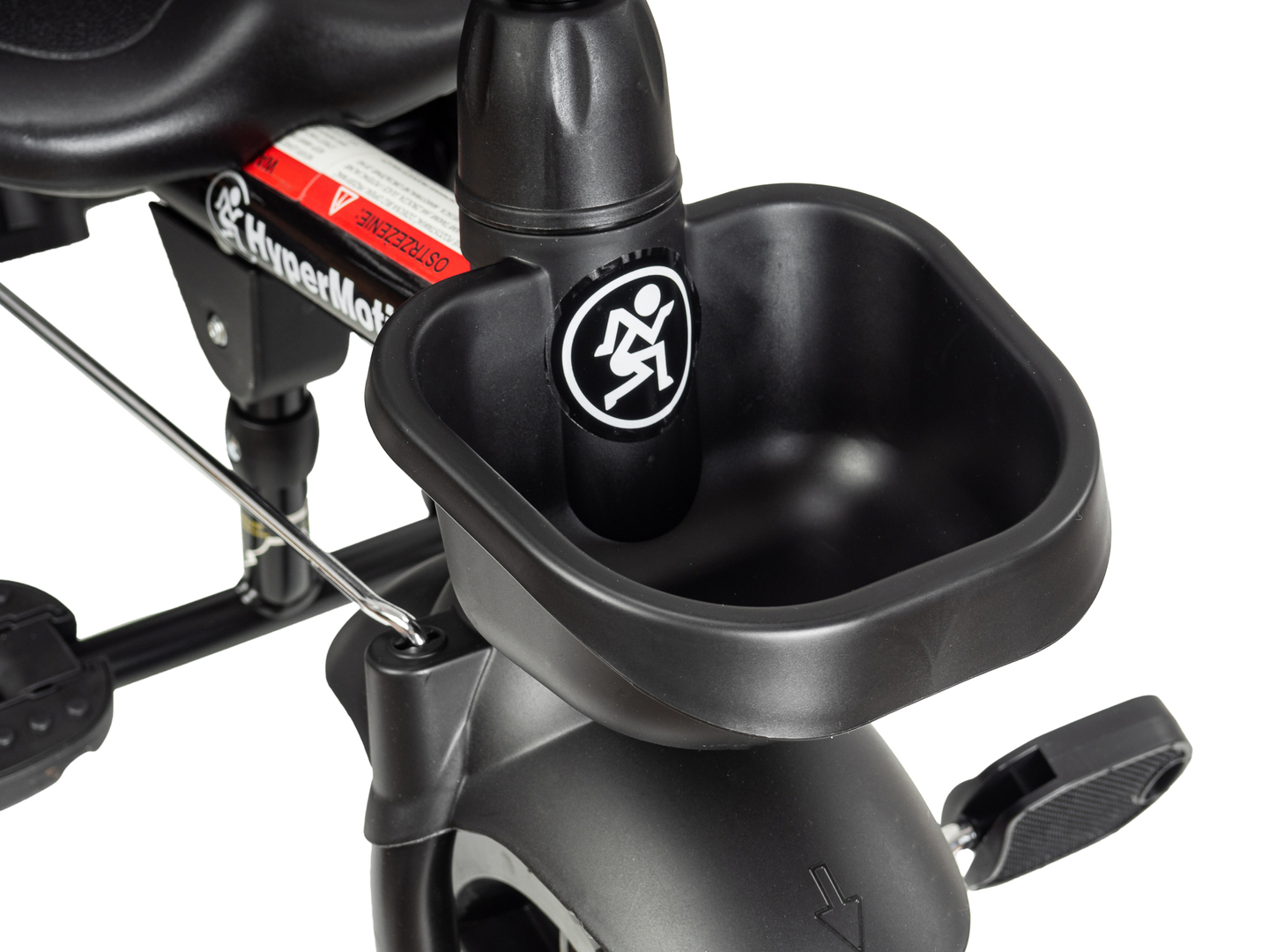 Tricicleta HyperMotion TOBI VECTOR - roți gonflabile veșnice + bară de împingere. Culoare: negru.