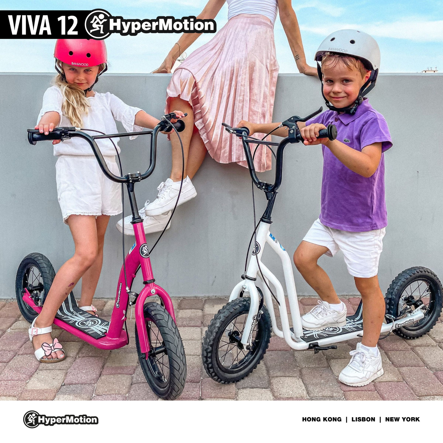 Trotinetă HyperMotion VIVA 12 (roți cu pompă de 30 cm) - Alb