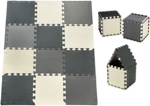 Puzzle din spumă 12pcs. - covor de spumă educațional 120 x 90 x 1.2cm cu margine - gri