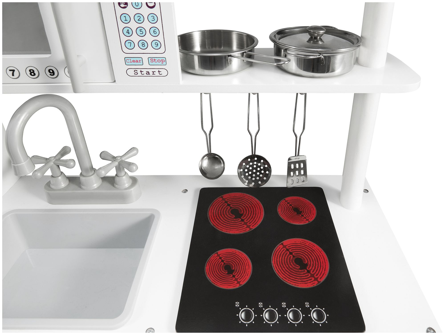 Accesorii de bucătărie mari din lemn alb și șorț