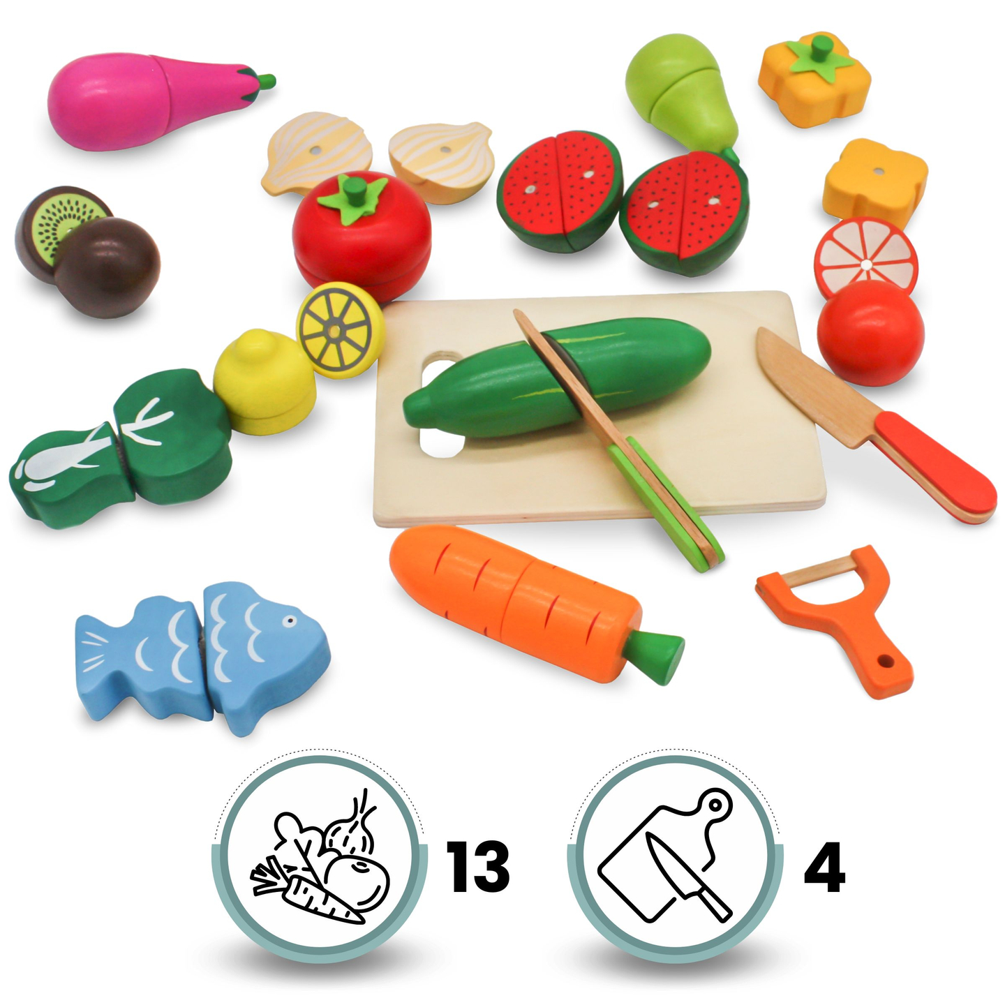 Fructe și legume din lemn pentru tăiere