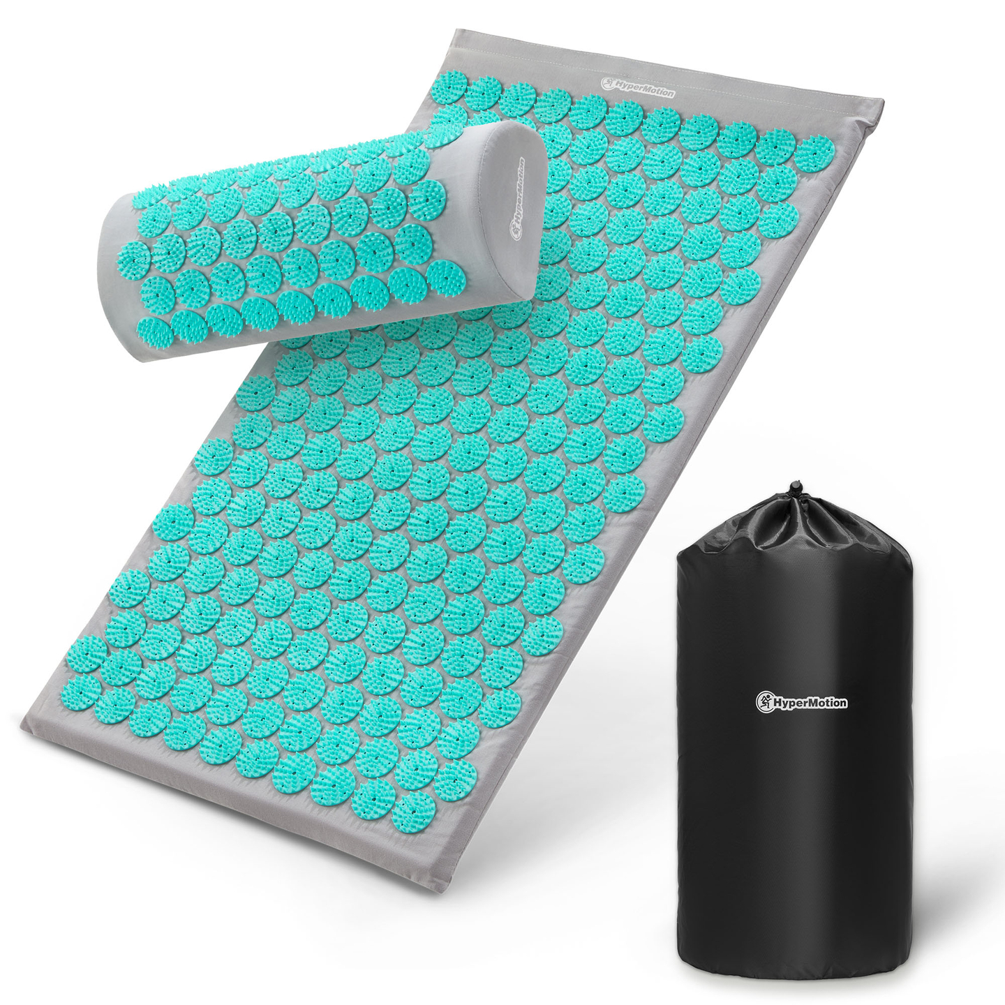 Saltea de presopunctură cu pernă și husă - 72 cm HyperMotion gri-mentă