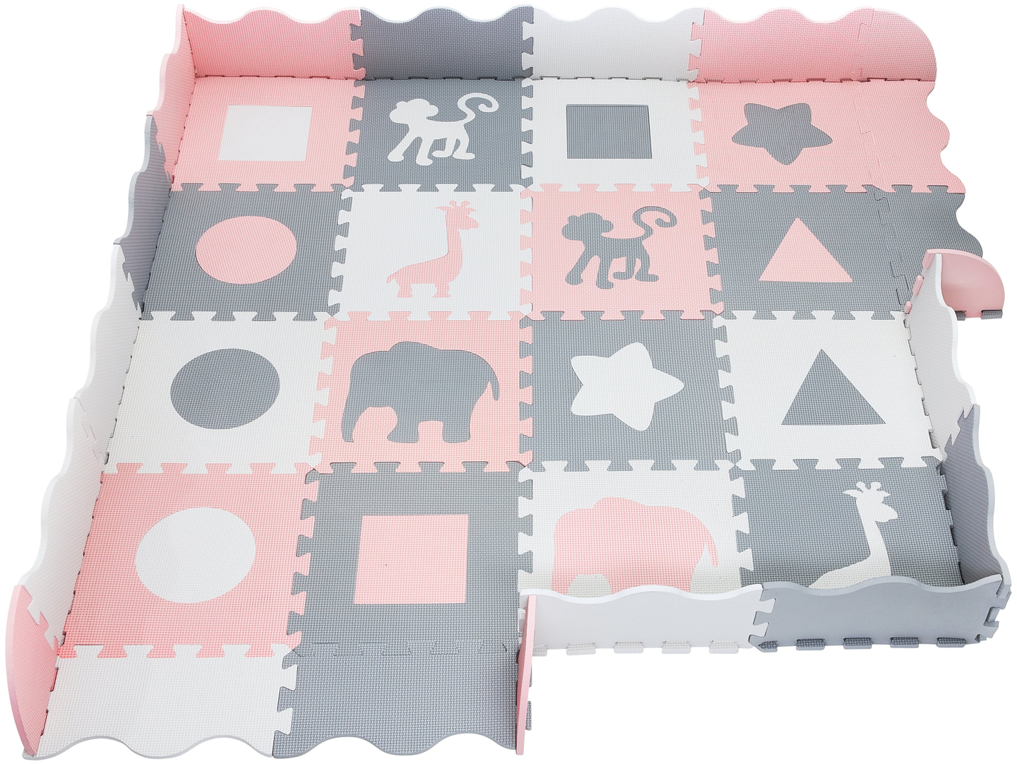 Covoraș de spumă XL 150 x 150 x 1cm cu margine - spumă EVA - roz