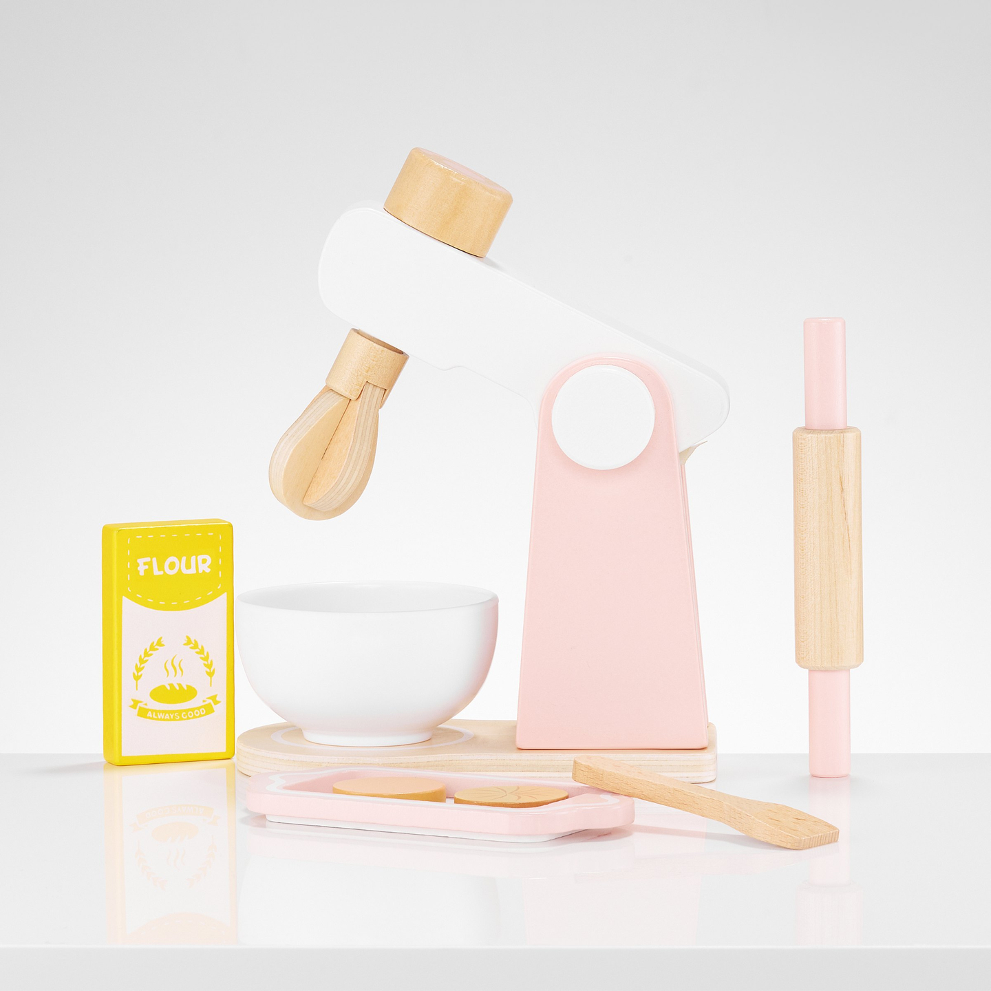 Mixer de aluat din lemn cu accesorii, pentru copii