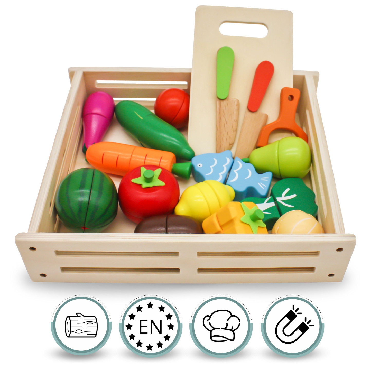 Fructe și legume din lemn pentru tăiere