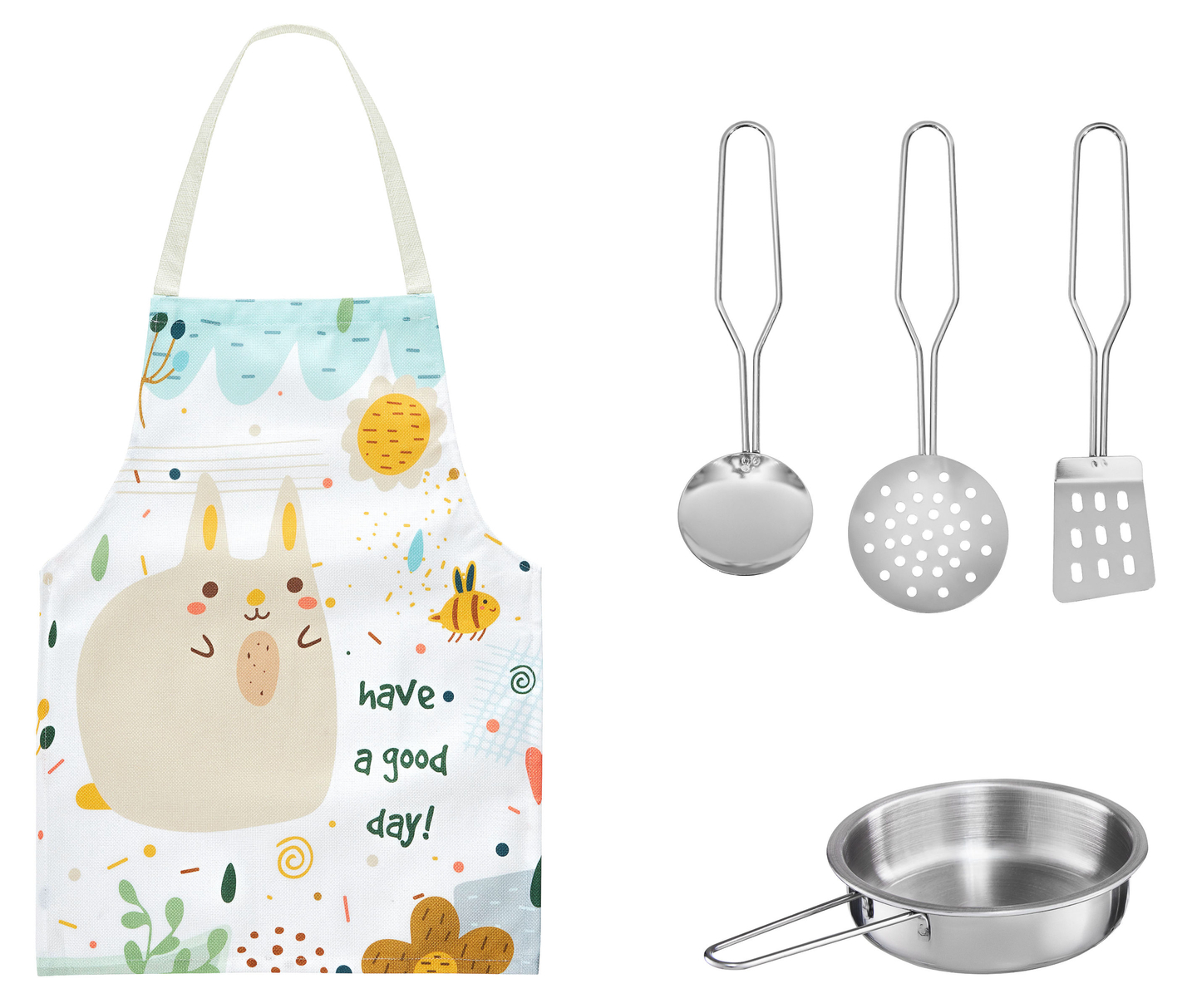 Bucătărie albă din lemn cu șorț, accesorii și lampă LED