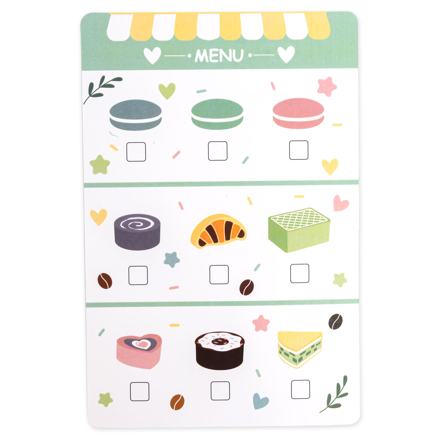 Un salon mare de înghețată din lemn cu tablă magnetică, aparat de cafea și set de înghețată și deserturi - peste 70 de piese!