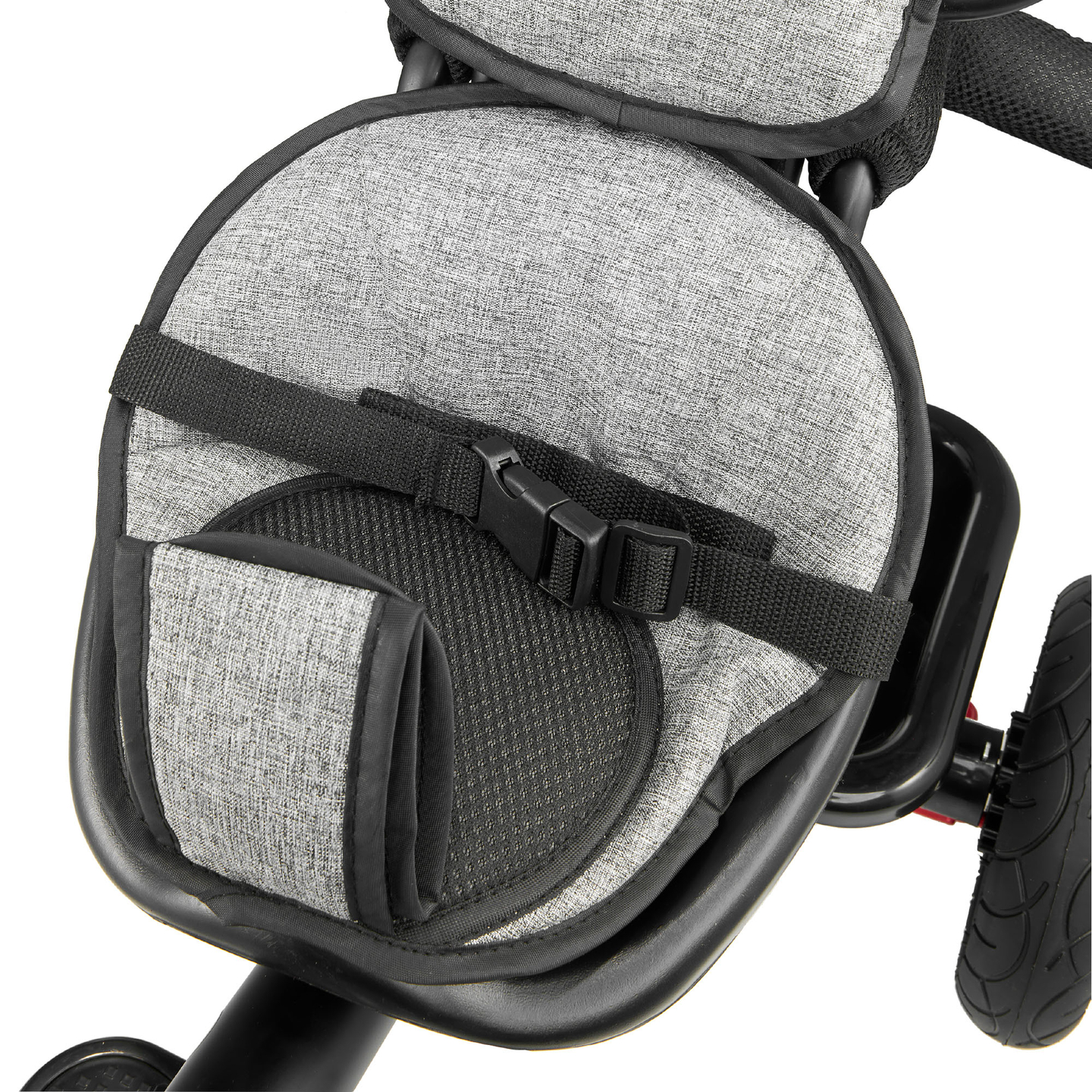 Tricicletă pentru copii 1-4 ani - TOBI FREY - culoare gri - roți pivotante - roți cu pompă + împingător