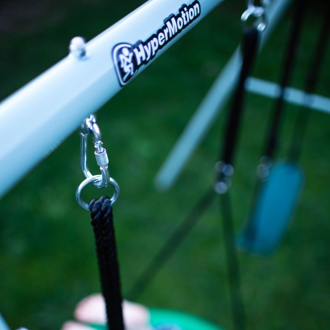 Leagăn dublu de grădină cu cadru și frânghii - scaun și cuib de barză