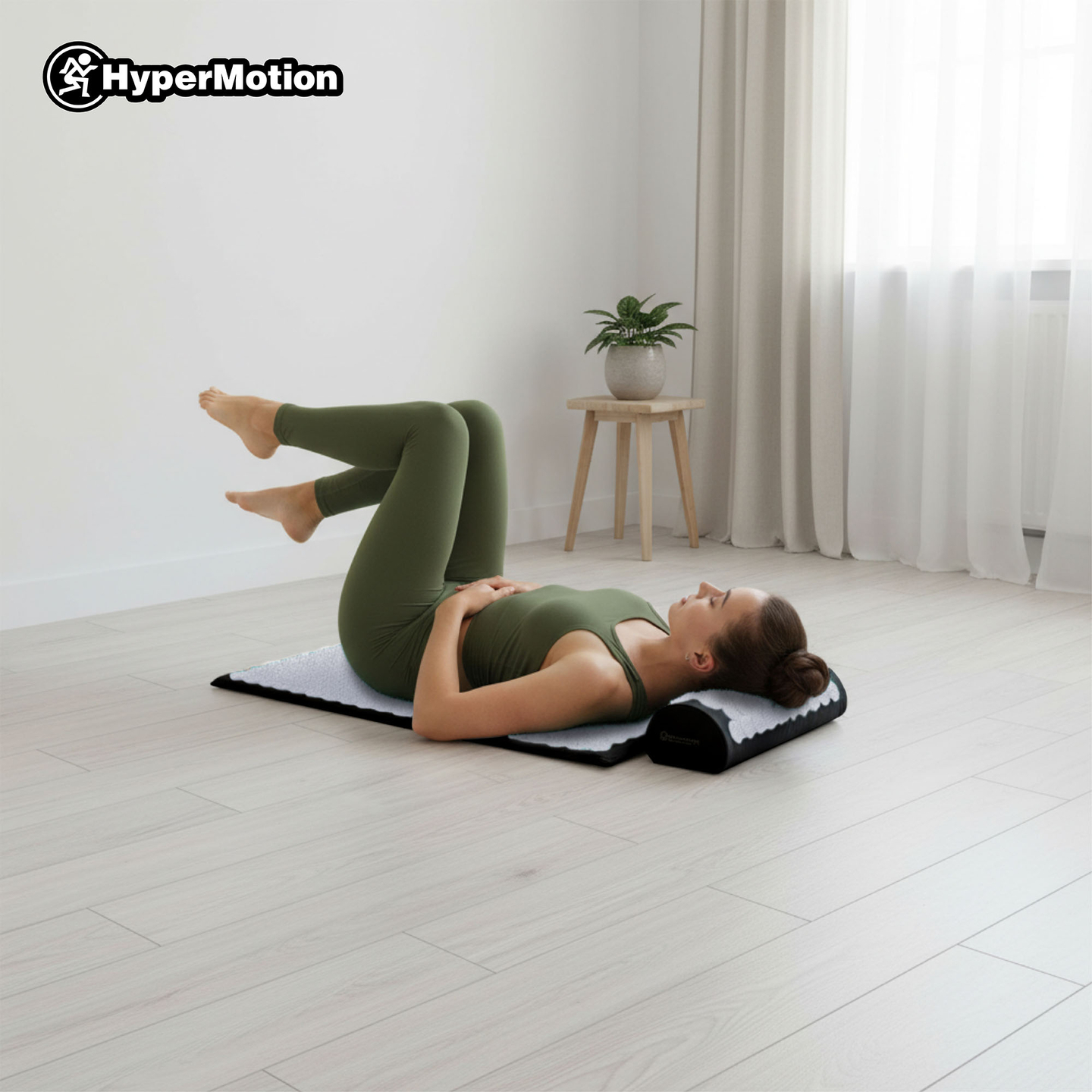 Saltea de presopunctură cu pernă și husă - 72 cm HyperMotion alb-negru