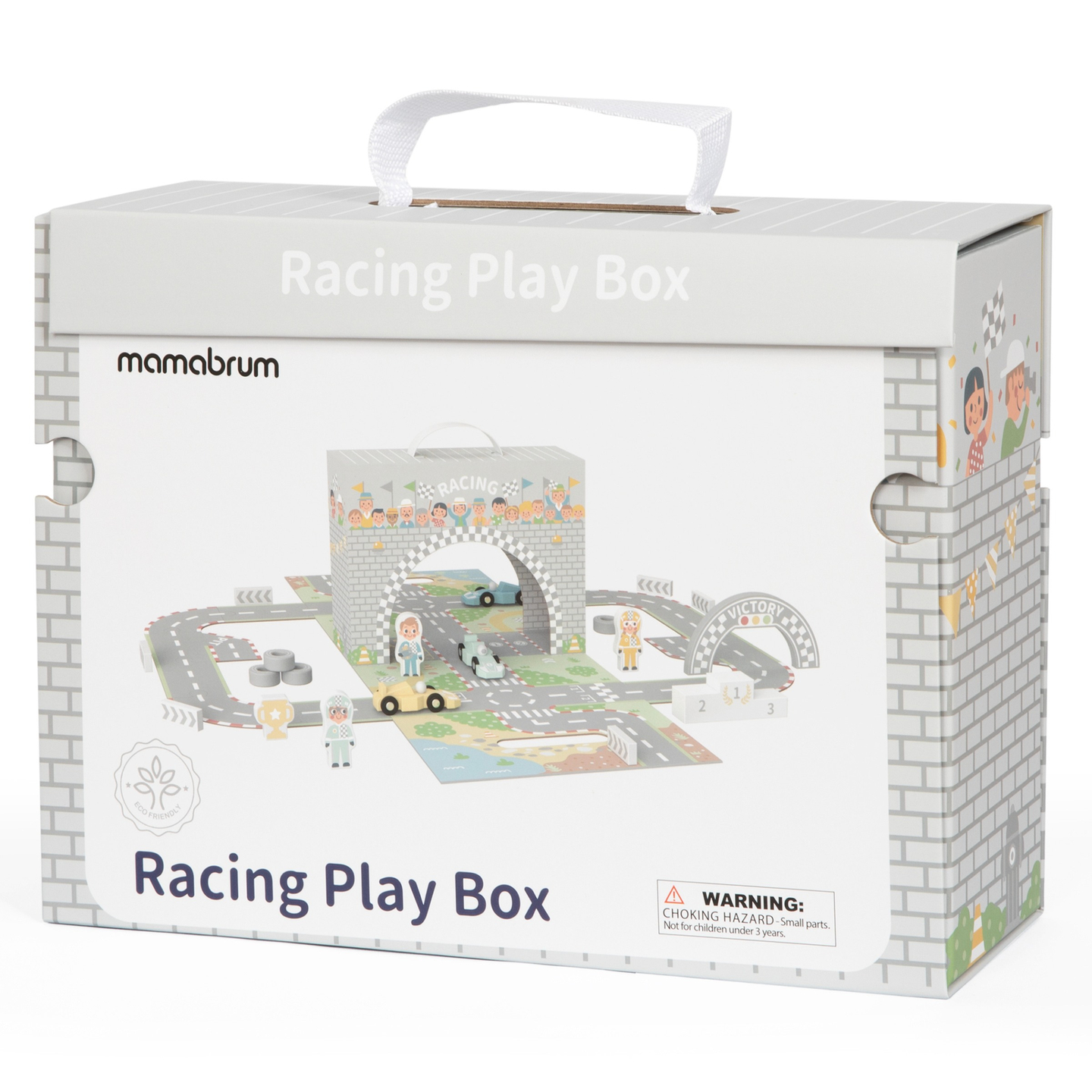 Valisa magnetica cu pista de curse, vehicule din lemn si accesorii rutiere