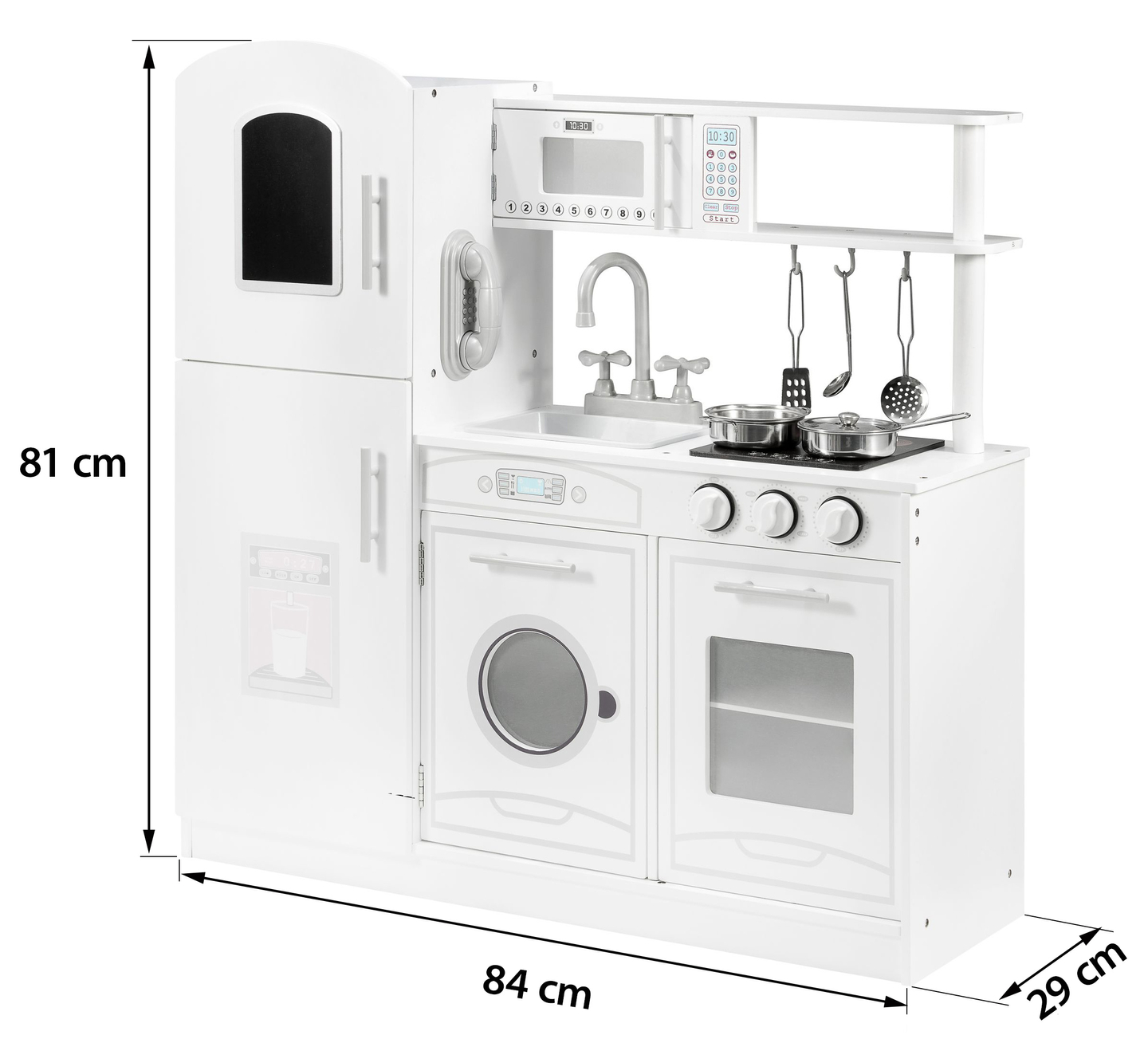 Accesorii de bucătărie mari din lemn alb și șorț