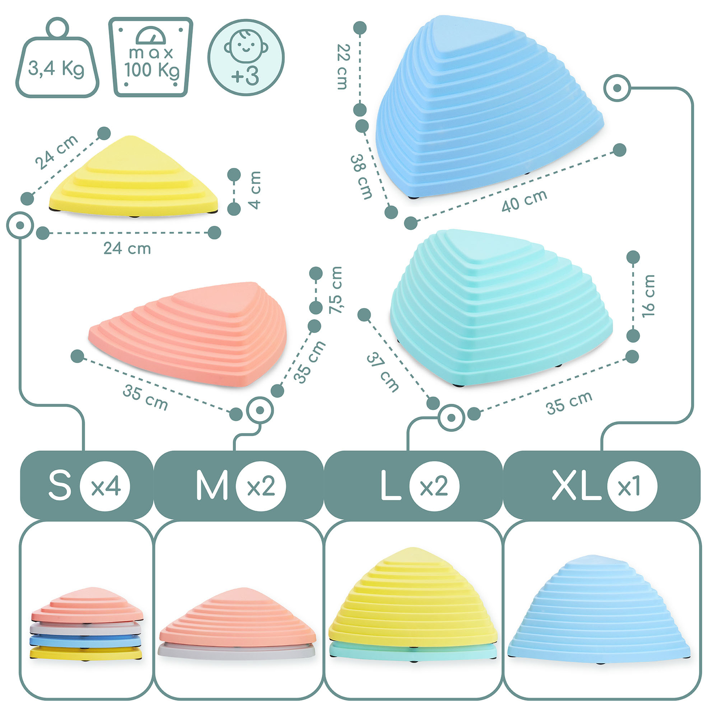 Pietre de echilibrare colorate - 9 bucăți