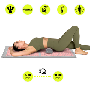 Saltea mare de presopunctură cu pernă și husă - 130 cm HyperMotion gri și roz