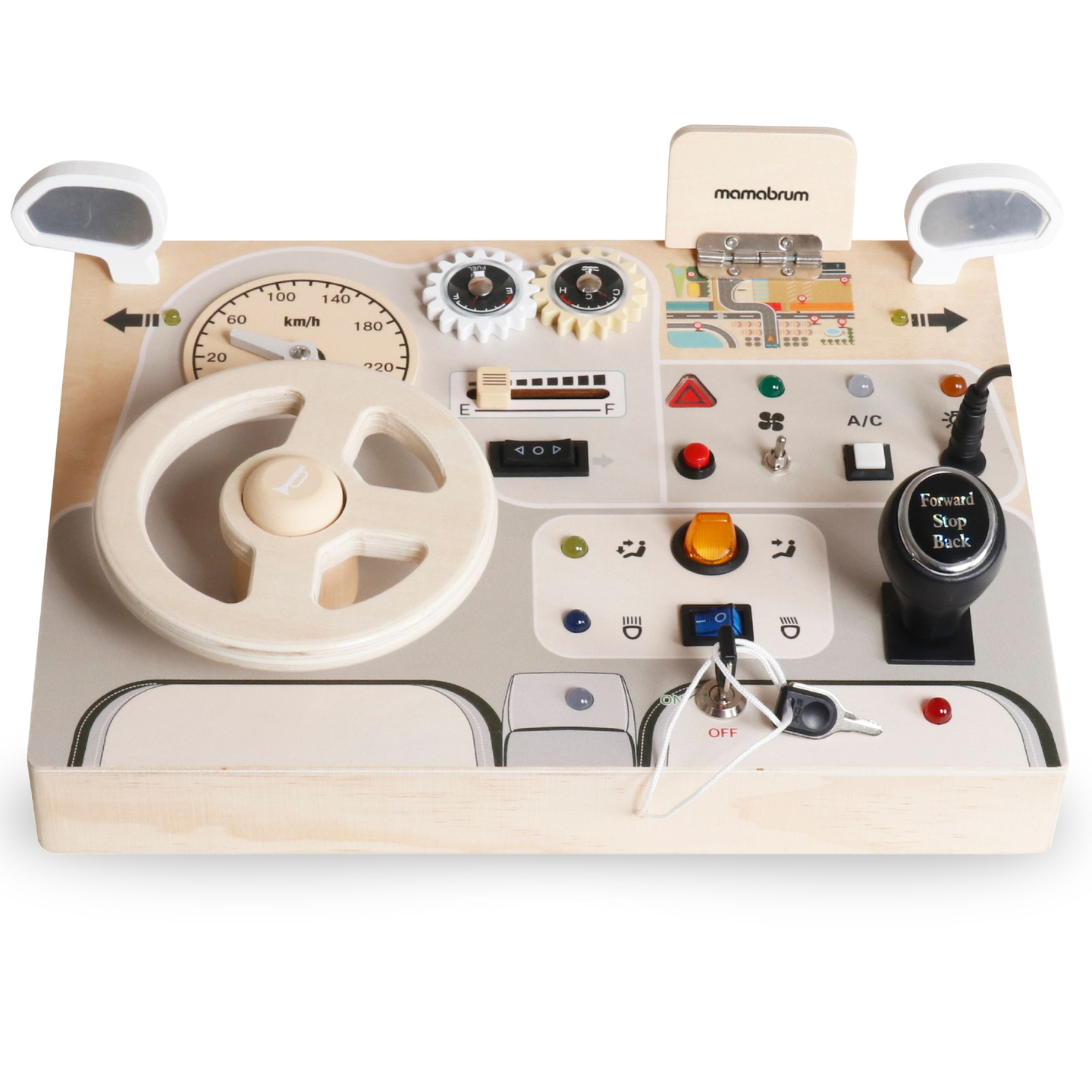 Tablă de joc Montessori din lemn pentru copii mici - bordul mașinii