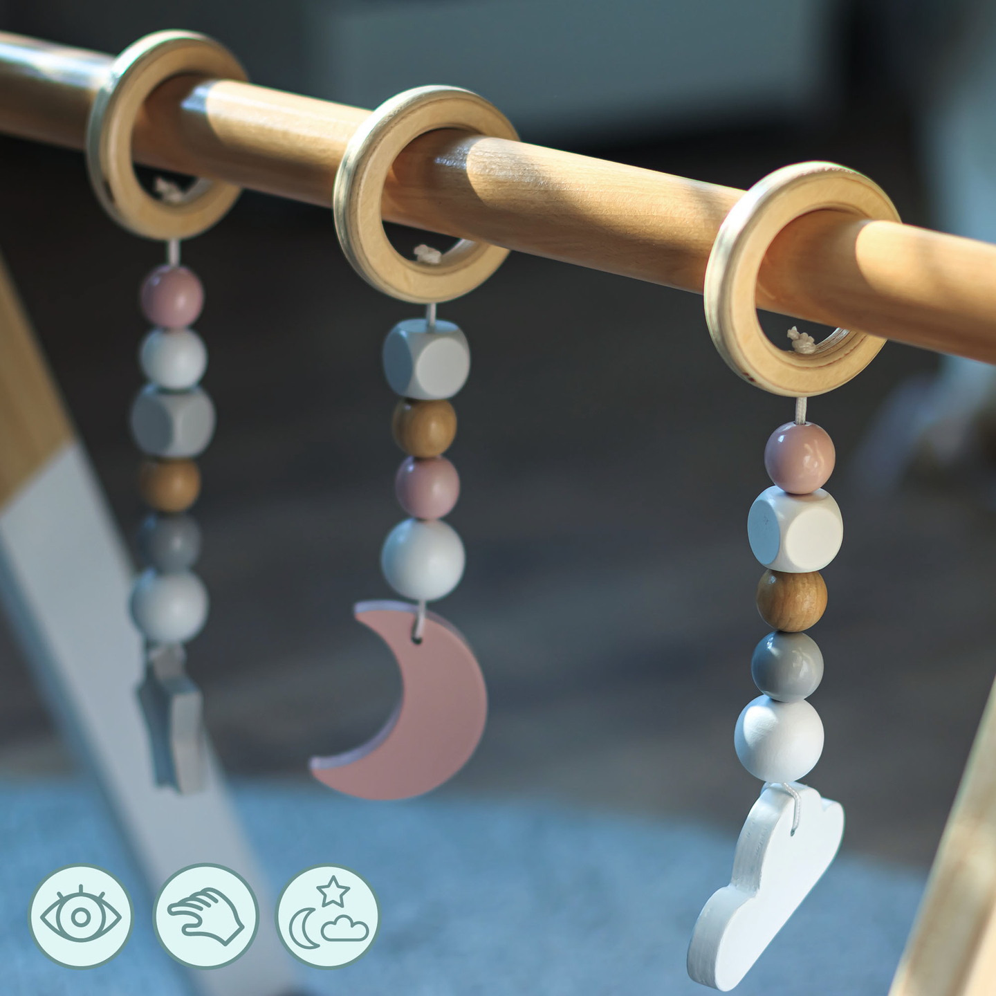 Suport educațional din lemn Baby Gym - culoare albă