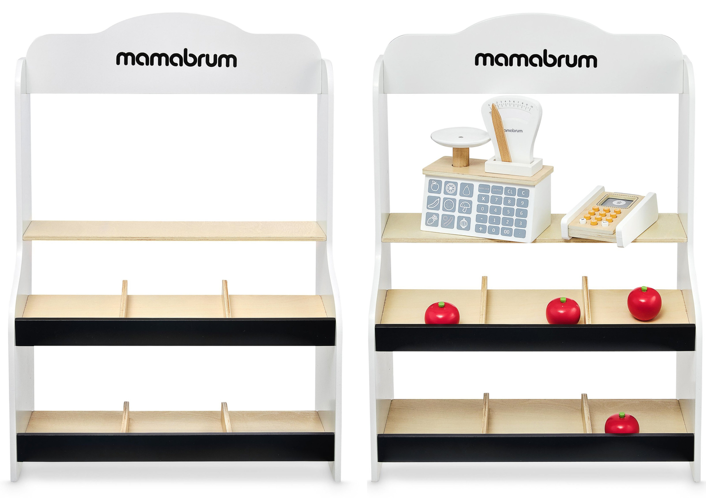 Mini market - magazin cu cântar, terminal, card de plată și fructe