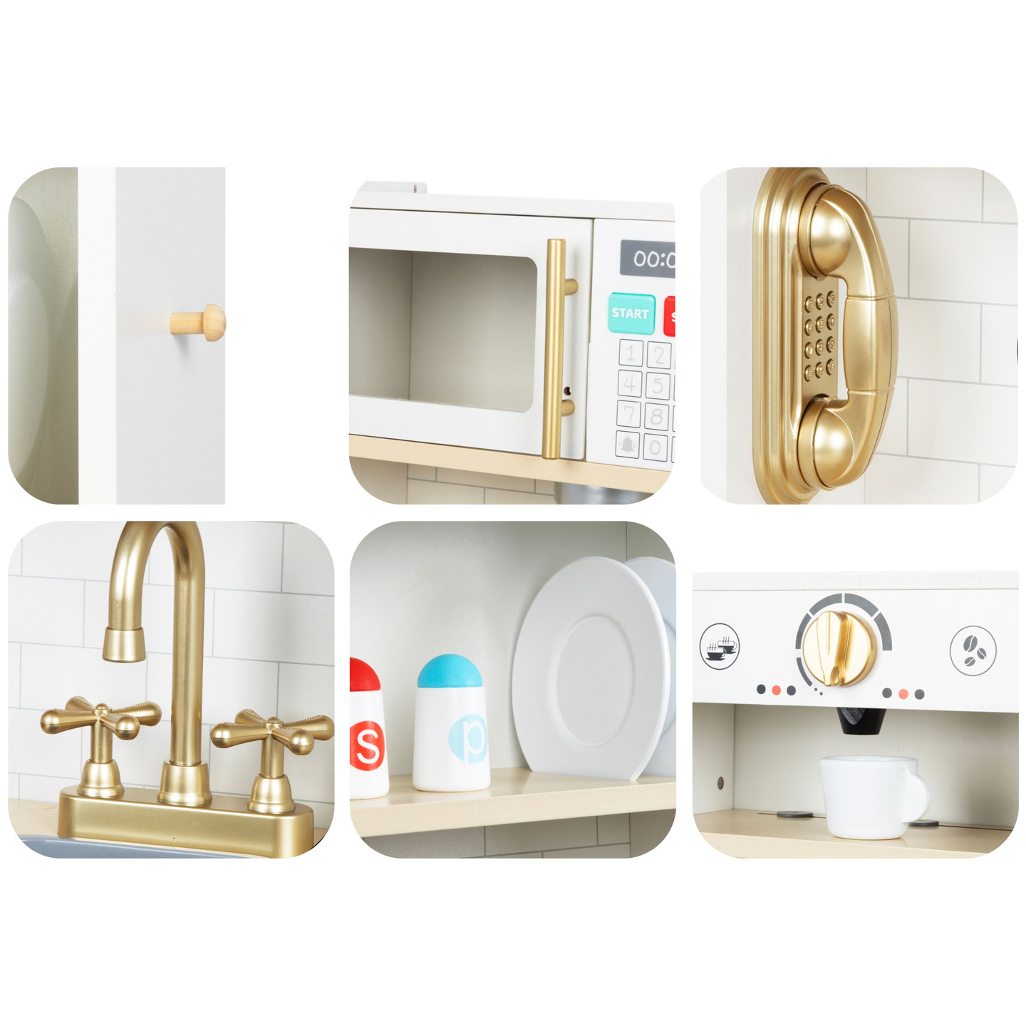 Bucătărie interactivă din lemn XXL cu accesorii și iluminare LED - pe două niveluri