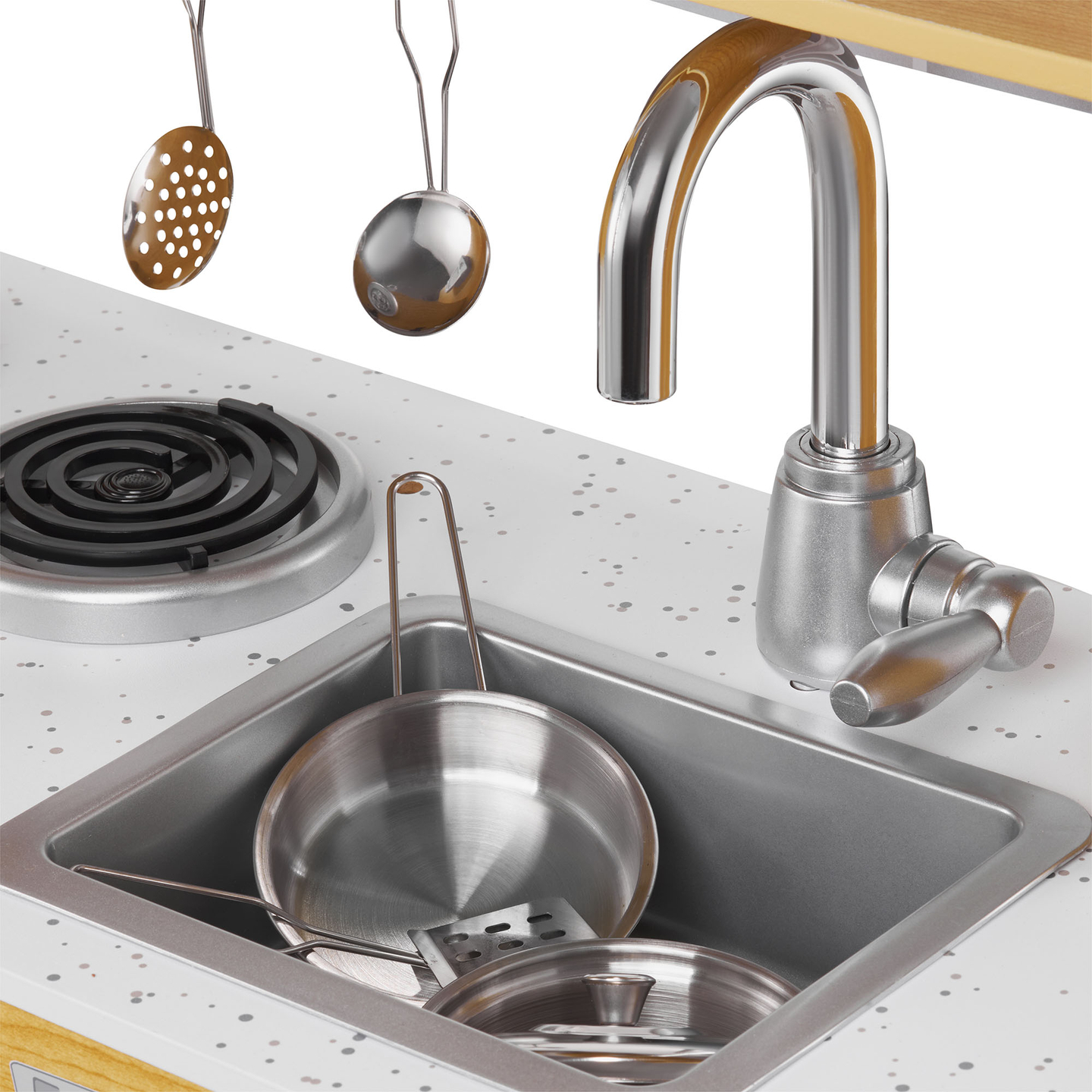 Bucătărie XXL din lemn cu iluminare LED, șorț și accesorii