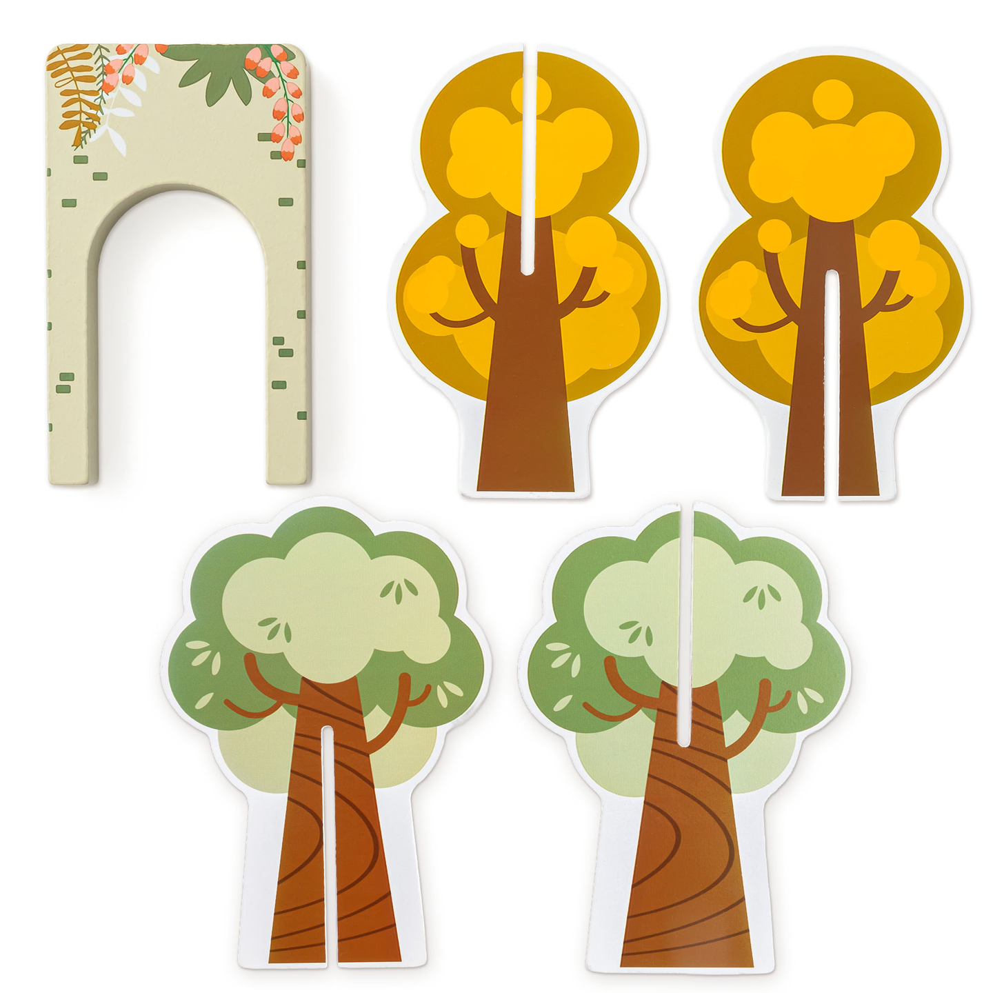 Trenuleț din lemn pentru grădina zoologică – puzzle, tren, șine, animale, pod, barieră