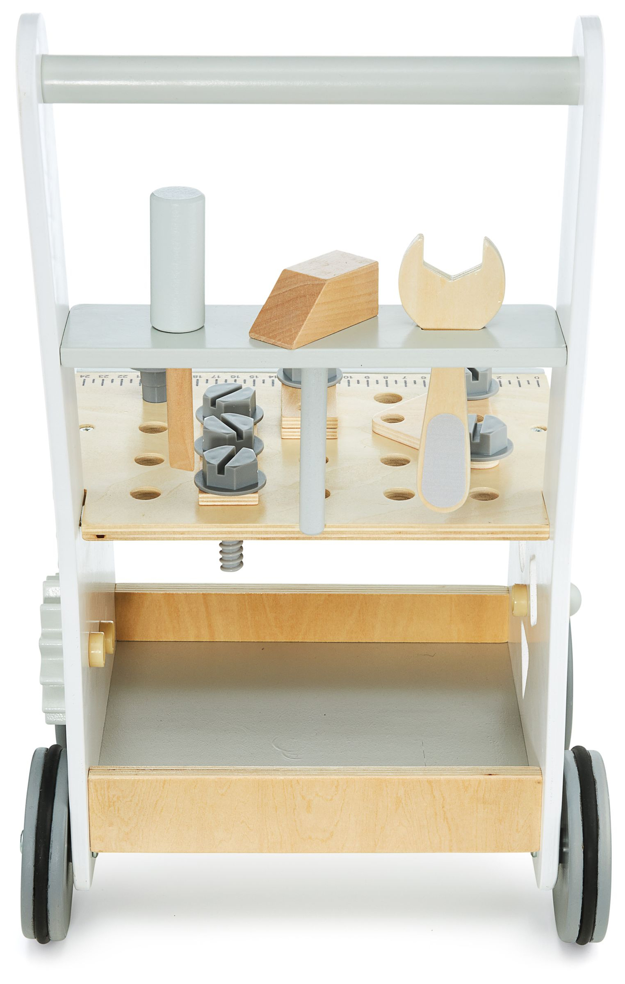 3 în 1: umblător din lemn, împingător + atelier - 47 de elemente