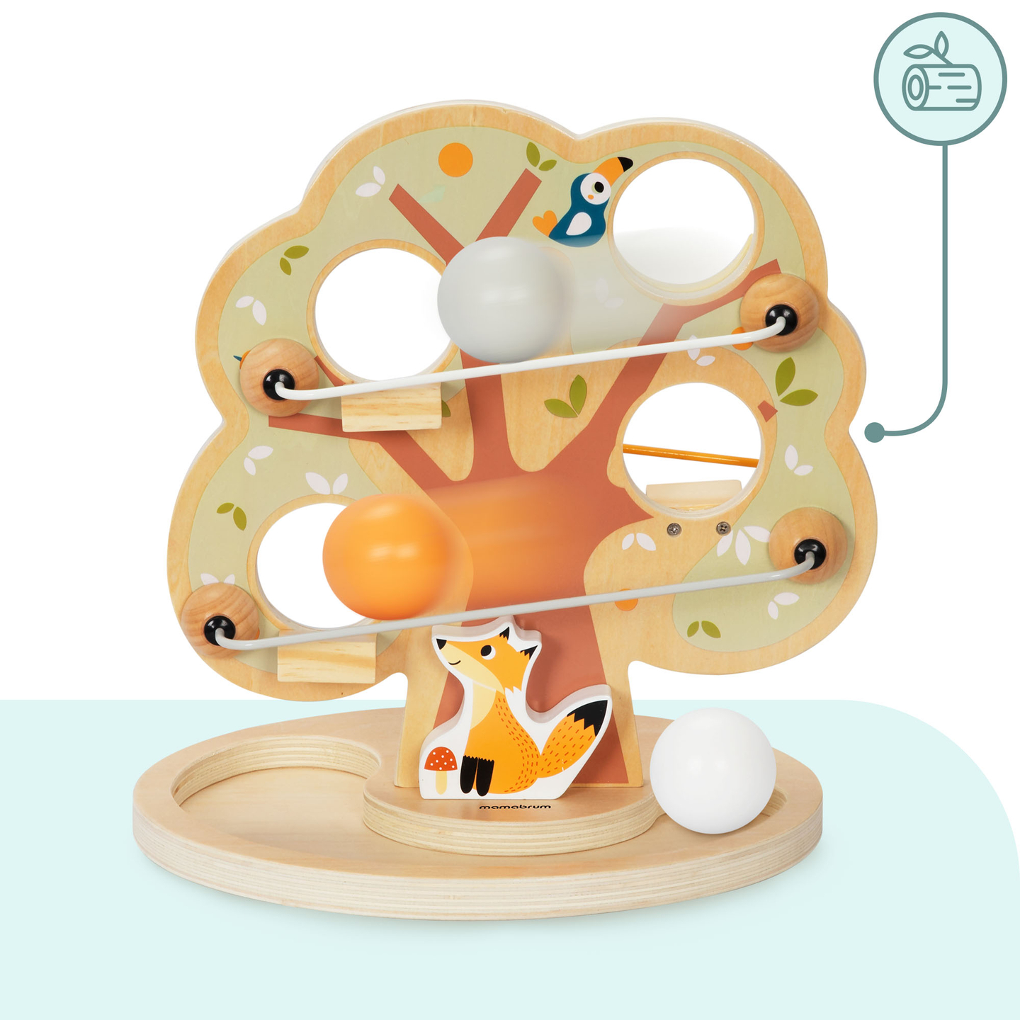 Pistă de alunecare cu bile din lemn - Copac verde