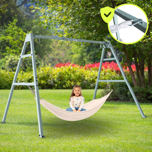 Leagăn dublu cu accesorii - cadru din oțel - cuib de barză, leagăn și hamac