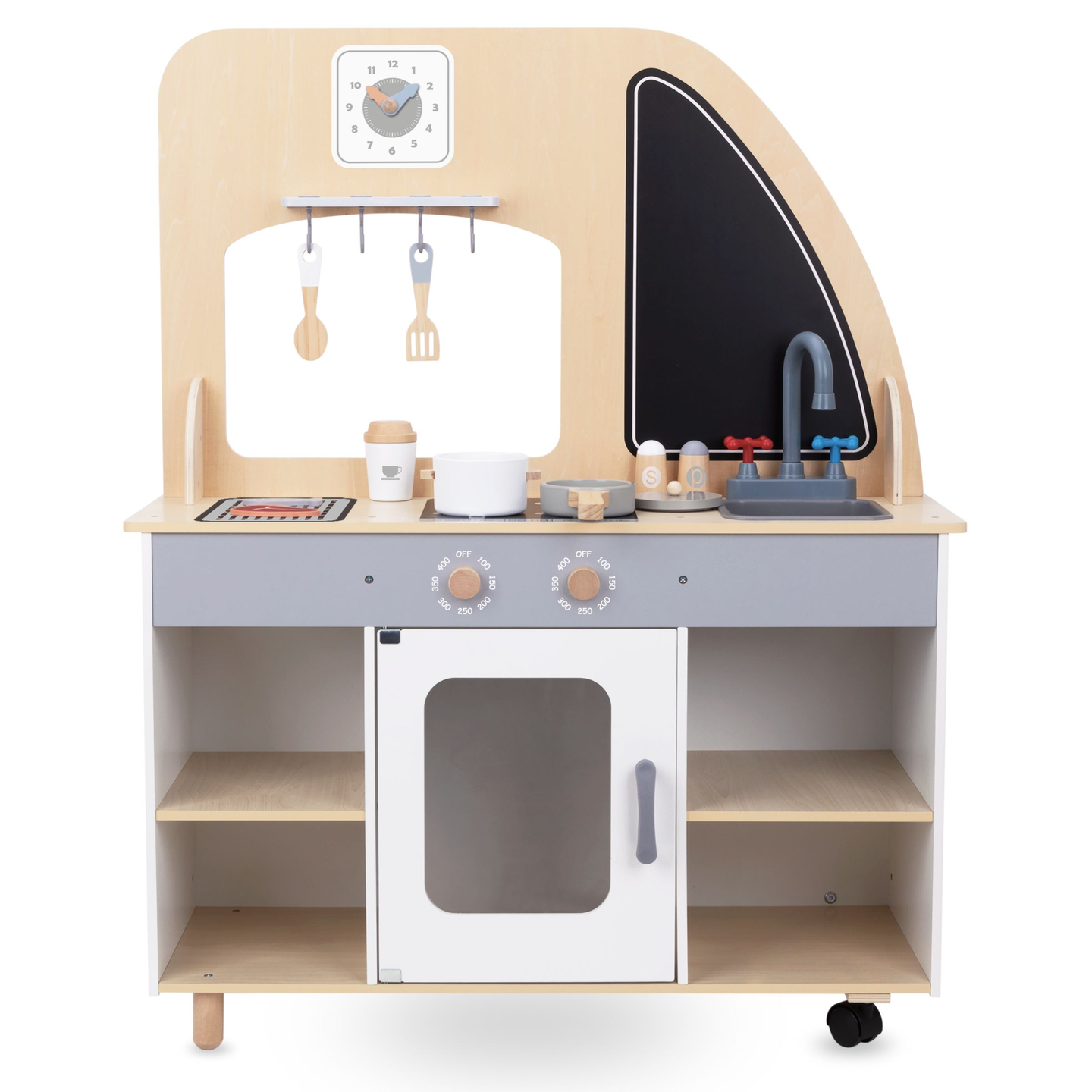 Camion alimentar din lemn pe roți - bucătărie cu accesorii