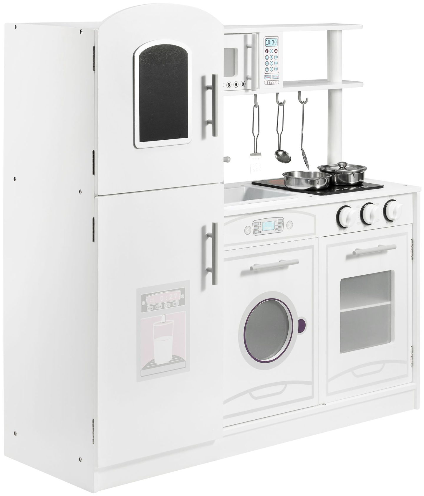 Accesorii de bucătărie mari din lemn alb și șorț